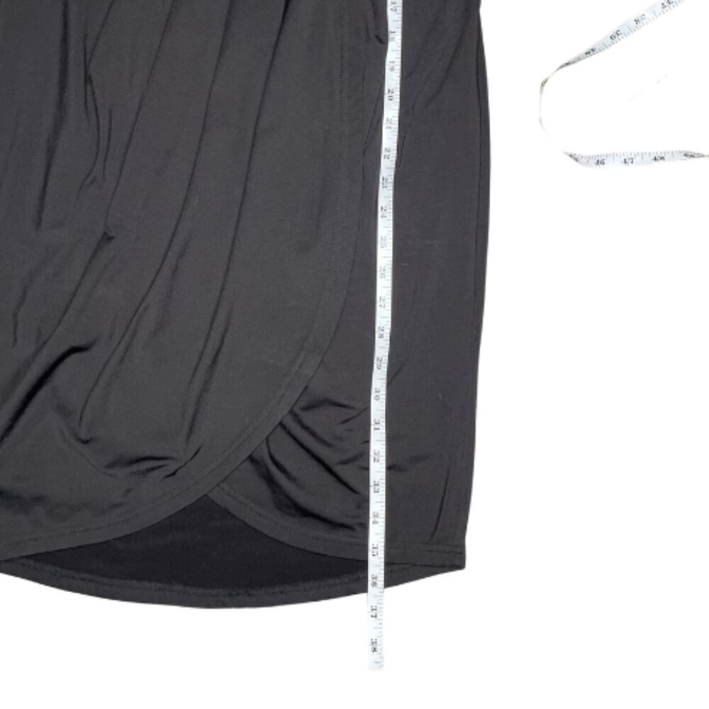 Dark Minimalist Surplice Tulip Dress Black Large - Picture 6 of 11